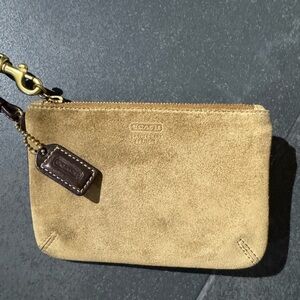 Coach Suede Tan Wristlet